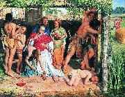 William Holman Hunt A Converted British Family Sheltering a Christian Missionary from the Persecution of the Druids, a scene of persecution by druids in ancient Britain p Spain oil painting artist